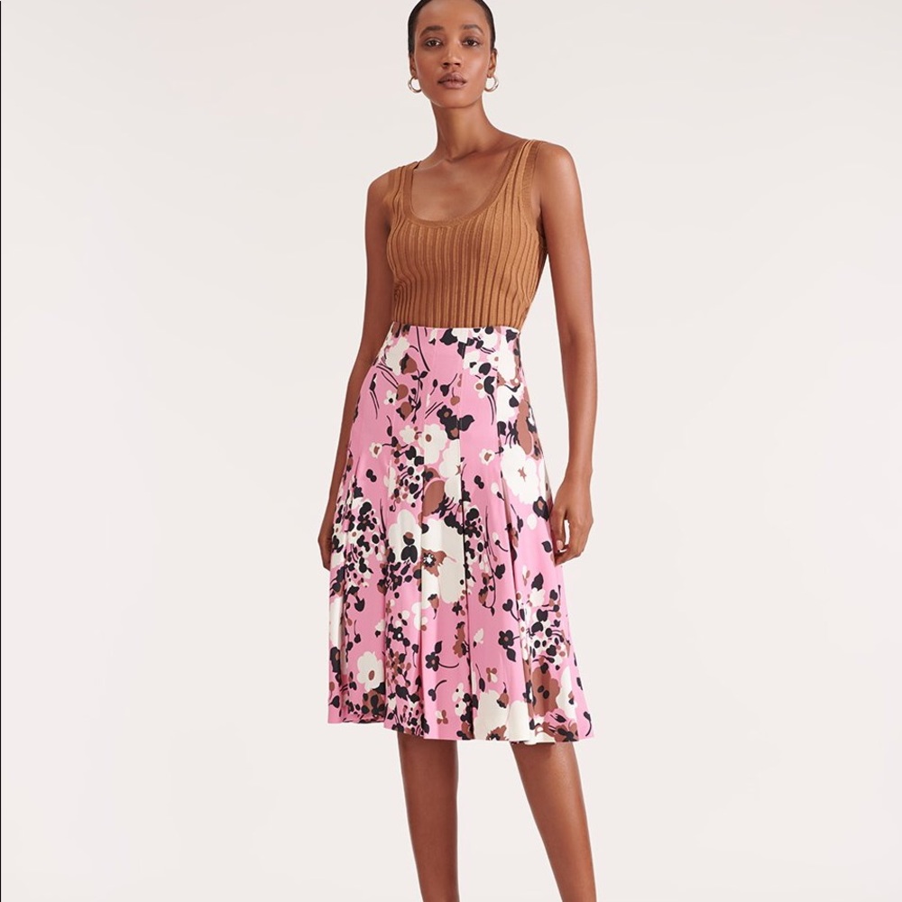 NWT Veronica Beard Sania Floral Print Pleated Skirt